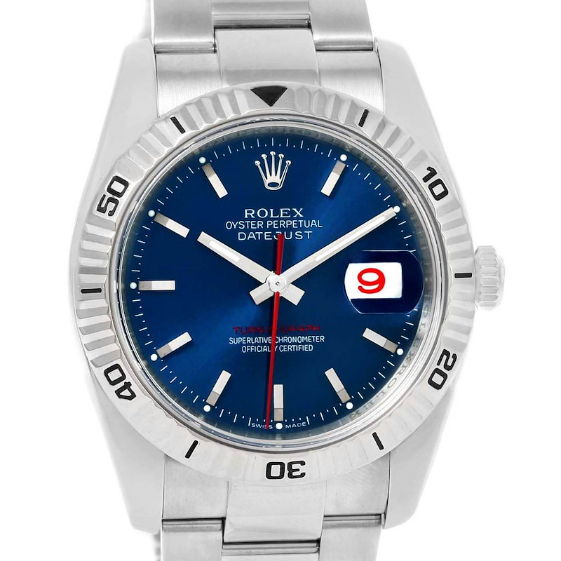 Rolex Datejust Thunderbird Turnograph Blue Dial Mens Watch 116264 SwissWatchExpo