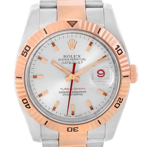 Photo of Rolex Turnograph Datejust Silver Dial Steel Rose Gold Watch 116261