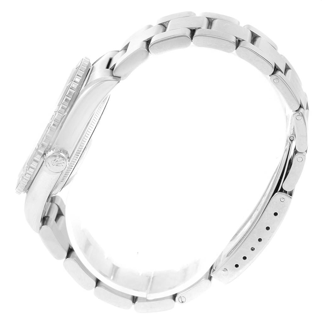 The image shows a side view of the Rolex Turn-o-Graph 16264 Men's Stainless Steel Silver Dial 16264 Men's Stainless Steel Silver Dial watch, displaying the crown, bezel, and bracelet in detail.