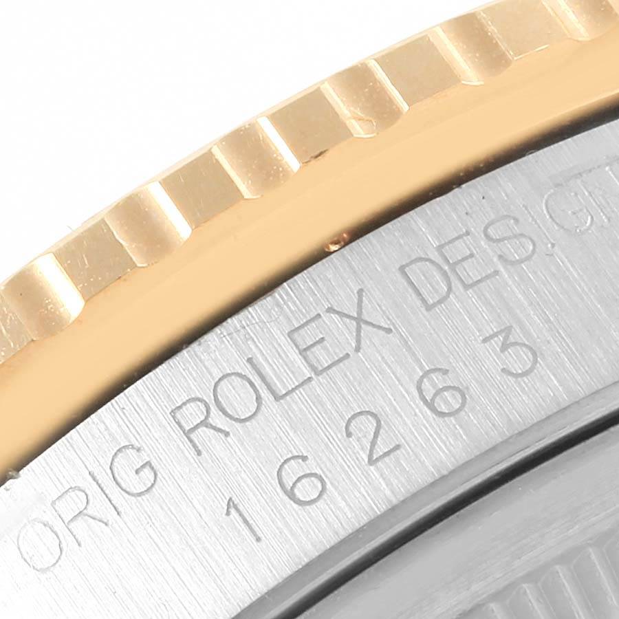 The image shows a close-up of the bezel and part of the case back of the Rolex Turn-o-Graph 16263 Men's Steel and Gold (two tone) Champagne Dial 16263 Men's Steel and Gold (two tone) Champagne Dial model, with the model number visible.
