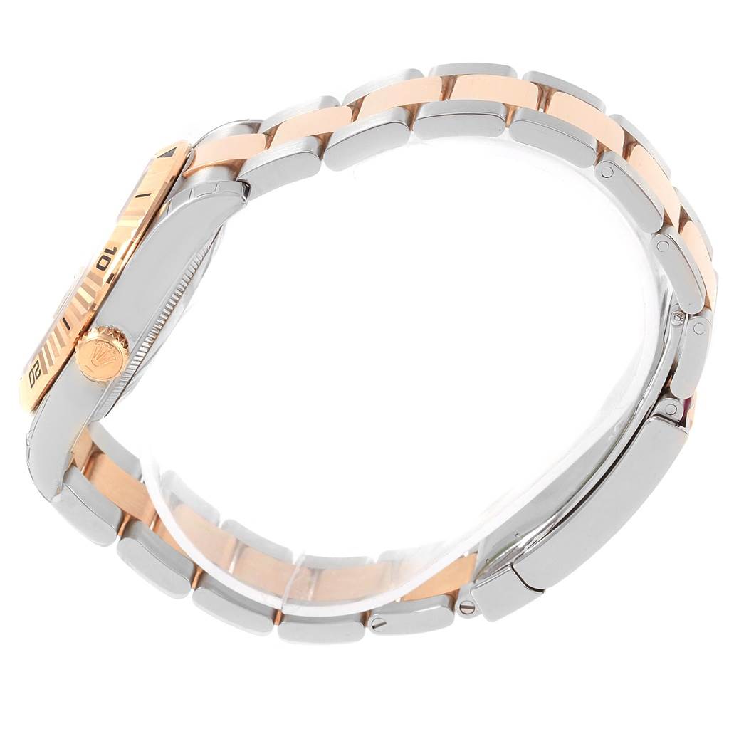 The image shows a side view of a Rolex Turn-o-Graph 116261 Men's Stainless Steel Black Dial 116261 Men's Stainless Steel Black Dial watch, highlighting the bezel, crown, and two-tone bracelet.