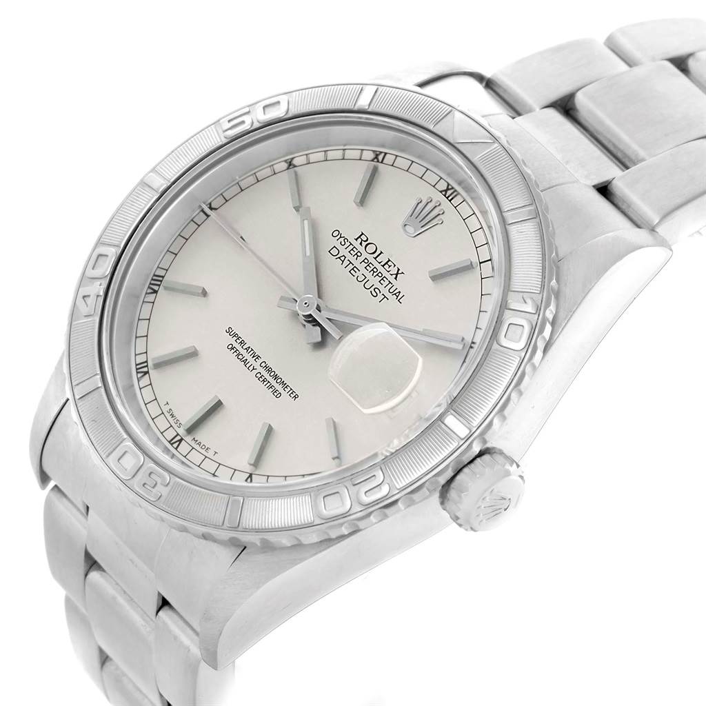 Rolex Turnograph Datejust Steel White Gold Silver Dial Mens Watch 16264 ...