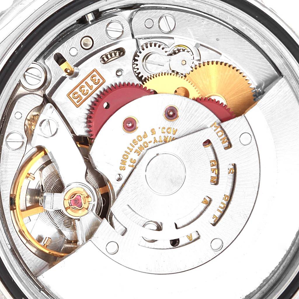 This image shows a detailed view of the internal mechanical movement parts of a Rolex Turn-o-Graph 16264 Men's Stainless Steel Black Dial 16264 Men's Stainless Steel Black Dial watch from the back.