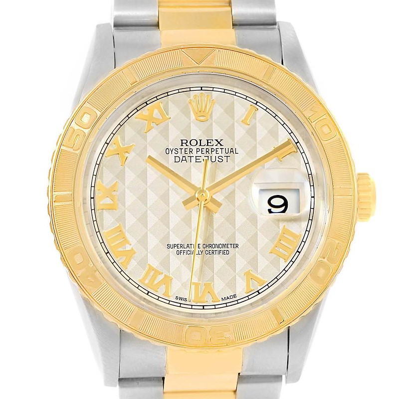 Rolex Datejust Turnograph Steel Yellow Gold Pyramid Dial Watch 16263 SwissWatchExpo
