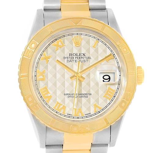 Photo of Rolex Datejust Turnograph Steel Yellow Gold Pyramid Dial Watch 16263