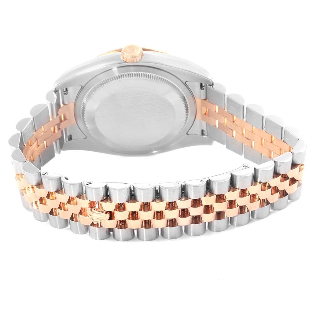 This image shows the back case and bi-tone bracelet of a Rolex Turn-o-Graph 116261 Men's Stainless Steel Black Dial 116261 Men's Stainless Steel Black Dial watch, viewed from the rear.