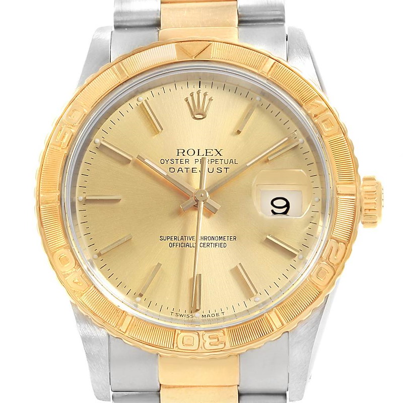 Rolex Datejust Turnograph Steel 18K Yellow Gold Mens Watch 16263 SwissWatchExpo