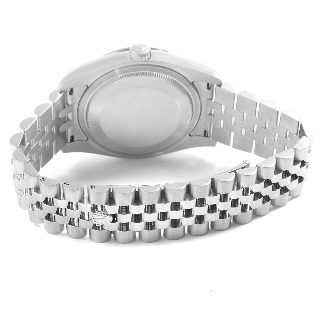 The image shows the back case and bracelet of a Rolex Turn-o-Graph 116264 Men
s Stainless Steel Black Dial 116264 Men
s Stainless Steel Black Dial watch from a rear view angle.