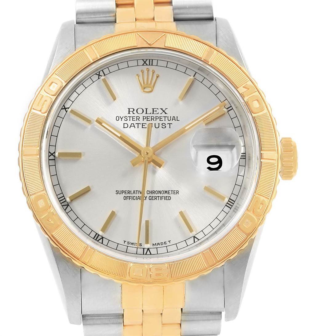 Rolex Datejust Turnograph 36 Steel Yellow Gold Silver Dial Watch 16263 ...