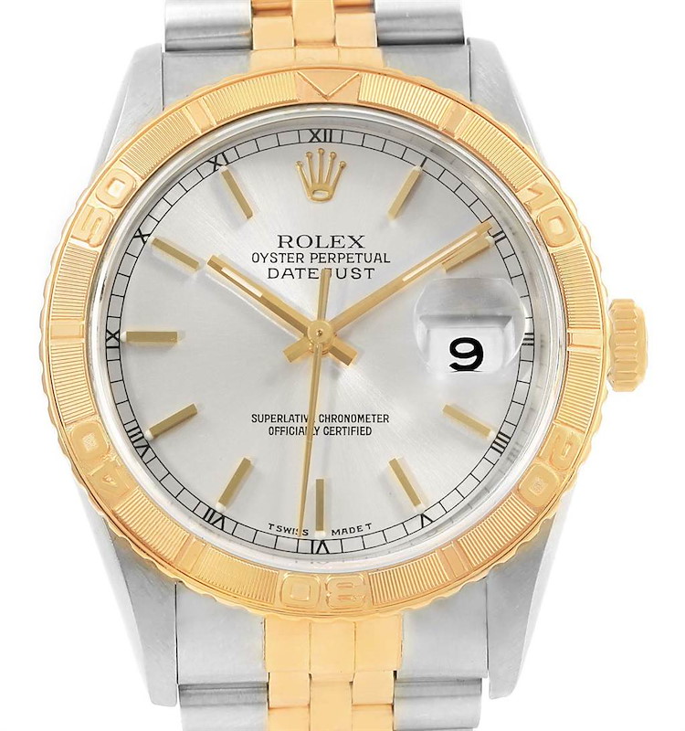 Rolex Datejust Turnograph 36 Steel Yellow Gold Silver Dial Watch 16263 SwissWatchExpo