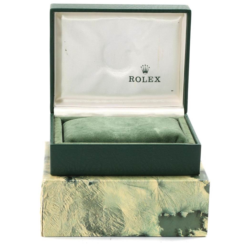 This is an image of an open Rolex box for the Turn-o-Graph model, showing the interior of the box and cushion.