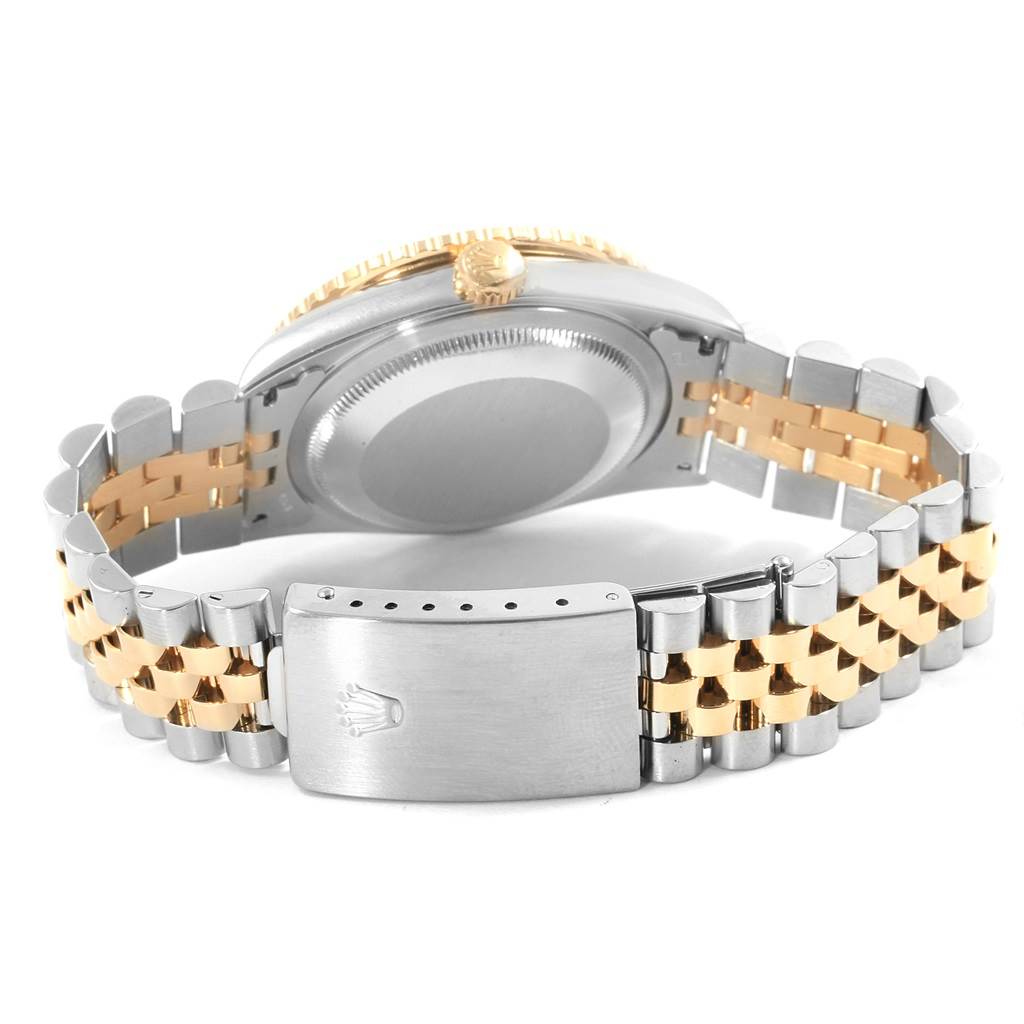 The image shows the back and clasp of the Rolex Turn-o-Graph 16263 Men's Steel and Gold (two tone) Silver Dial 16263 Men's Steel and Gold (two tone) Silver Dial watch, highlighting the two-tone bracelet and case back.