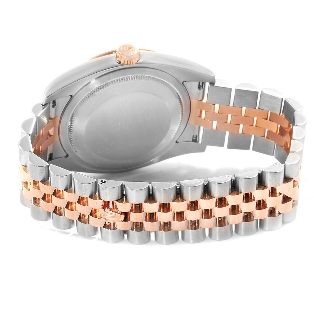 This image shows the back case and bracelet of a Rolex Turn-o-Graph 116261 Men's Stainless Steel Black Dial 116261 Men's Stainless Steel Black Dial watch, highlighting both the link design and the crown.