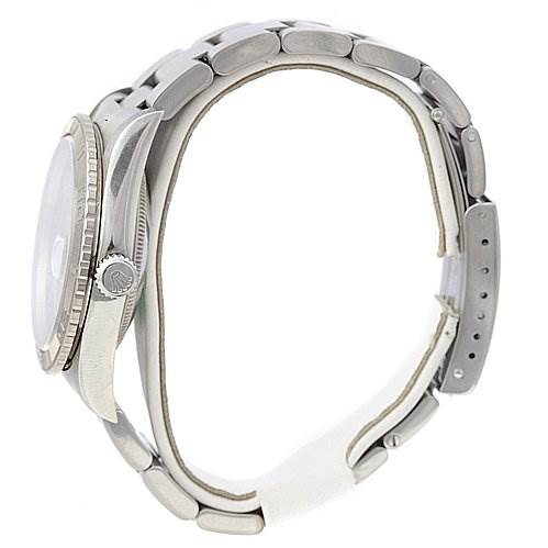 The image shows the Rolex Turn-o-Graph 16264 Men's Stainless Steel Grey Dial 16264 Men's Stainless Steel Grey Dial watch from a side view, displaying its bezel, crown, and bracelet.