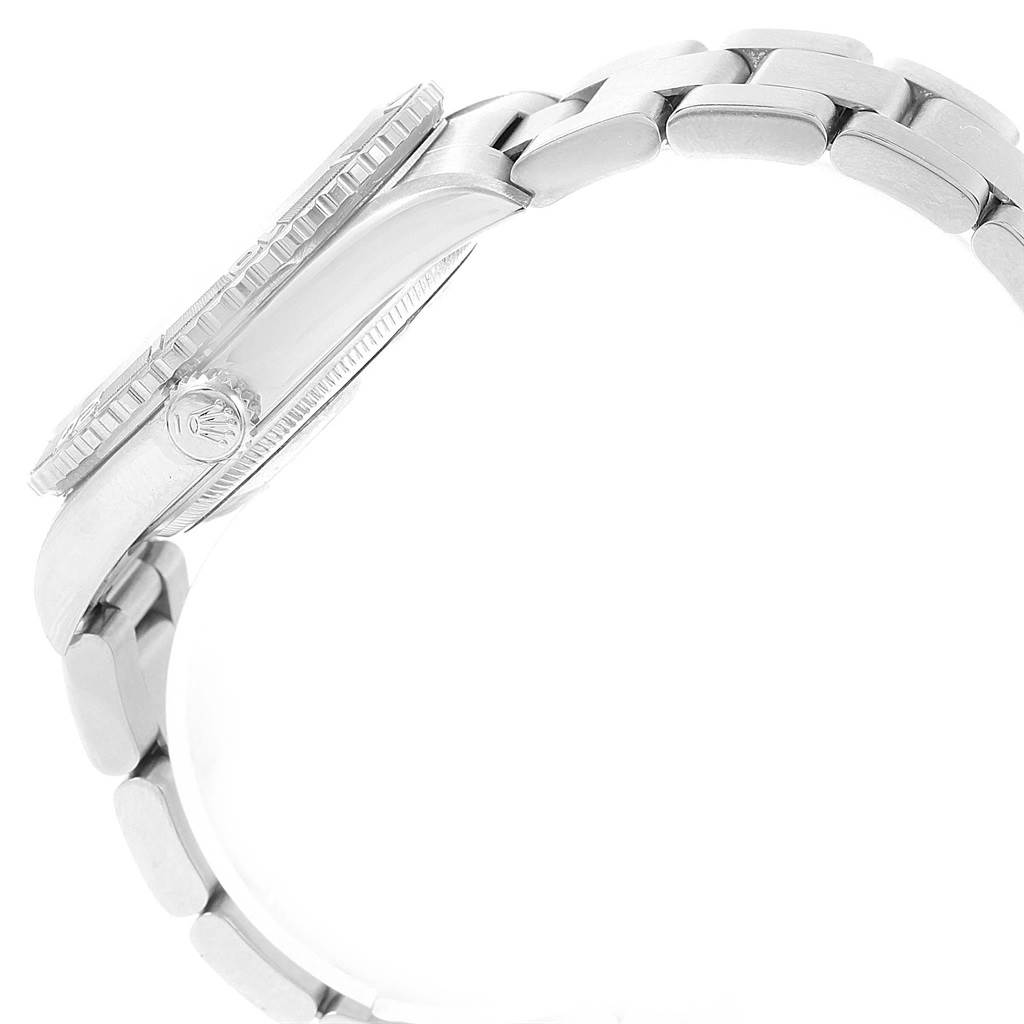 This image shows a side view of the case, bezel, and bracelet of a Rolex Turn-o-Graph 16264 Men
s Stainless Steel Blue Dial 16264 Men
s Stainless Steel Blue Dial watch.