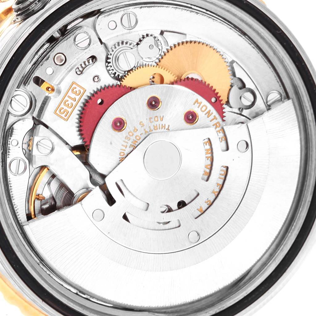 This image shows the internal mechanical components of the Rolex Turn-o-Graph 16263 Men's Steel and Gold (two tone) Champagne Dial 16263 Men's Steel and Gold (two tone) Champagne Dial model, viewed from the back.