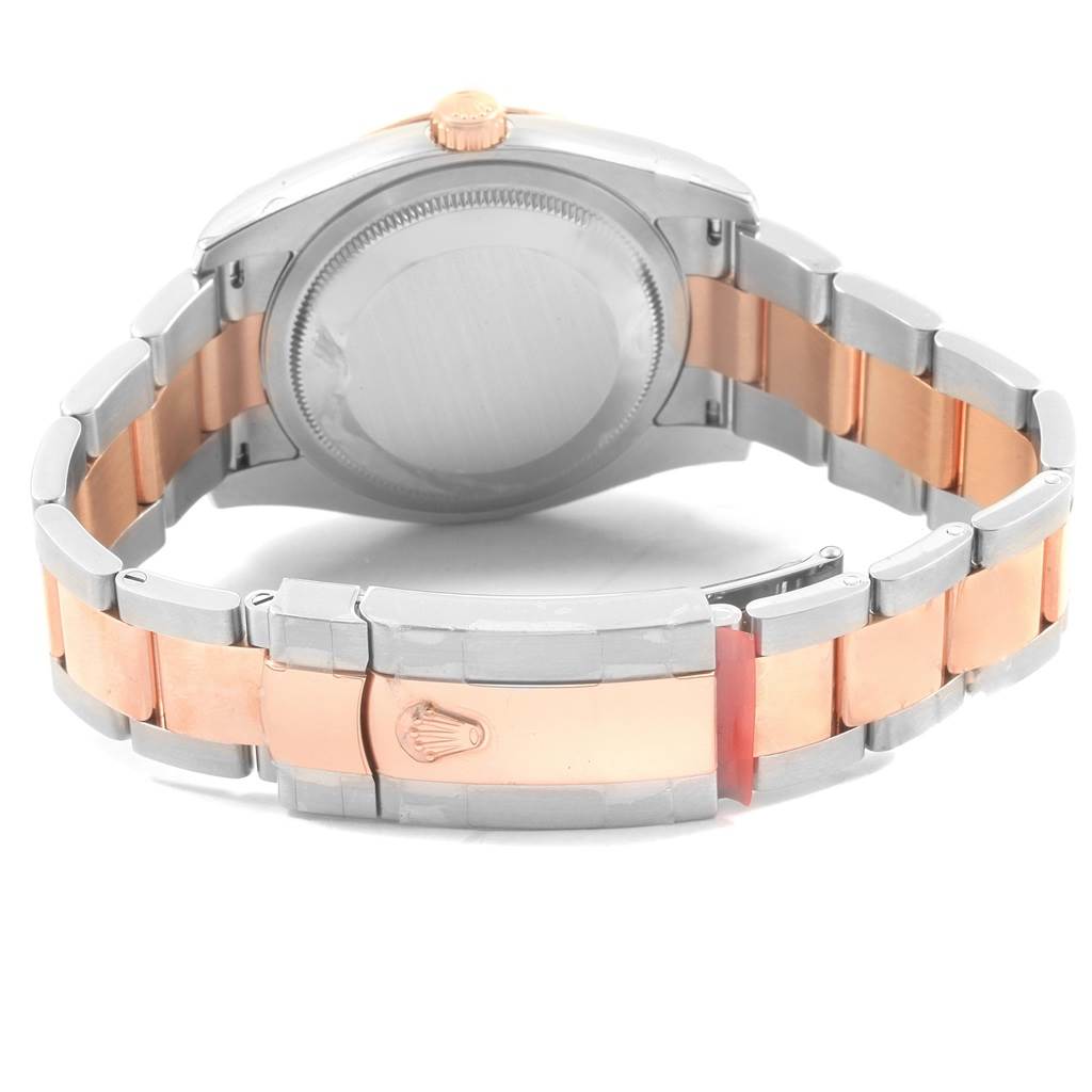 The image shows the back and bracelet of a Rolex Turn-o-Graph 116261 Men's Stainless Steel White Dial 116261 Men's Stainless Steel White Dial watch, highlighting the bi-color metal links.