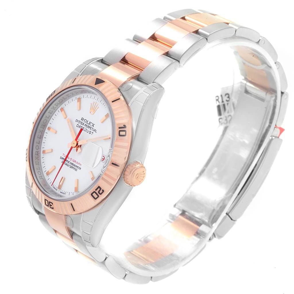 The image shows a Rolex Turn-o-Graph 116261 Men's Stainless Steel White Dial 116261 Men's Stainless Steel White Dial watch at a three-quarter angle, highlighting the dial, bezel, bracelet, and crown.