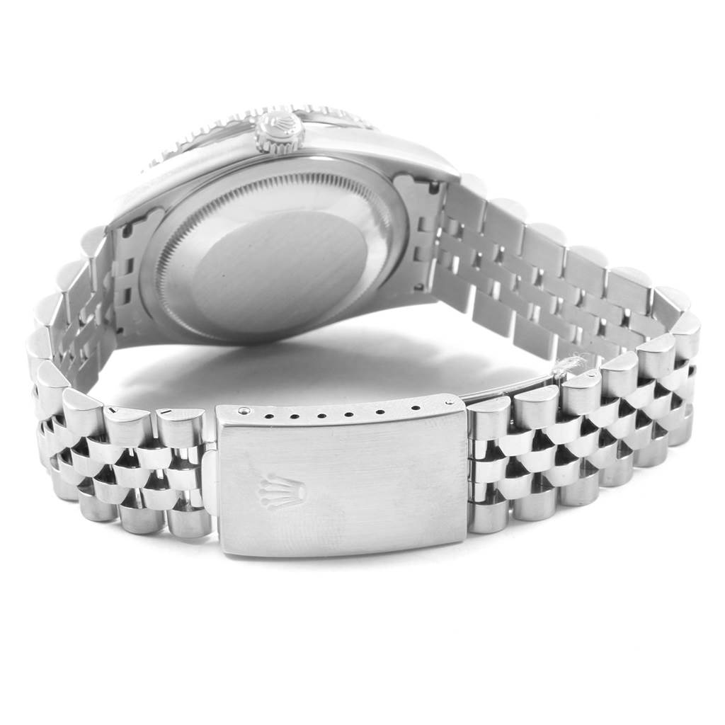 The image shows the back view of the Rolex Turn-o-Graph 16264 Men's Stainless Steel Silver Dial 16264 Men's Stainless Steel Silver Dial watch, featuring the case back and metal bracelet with clasp.