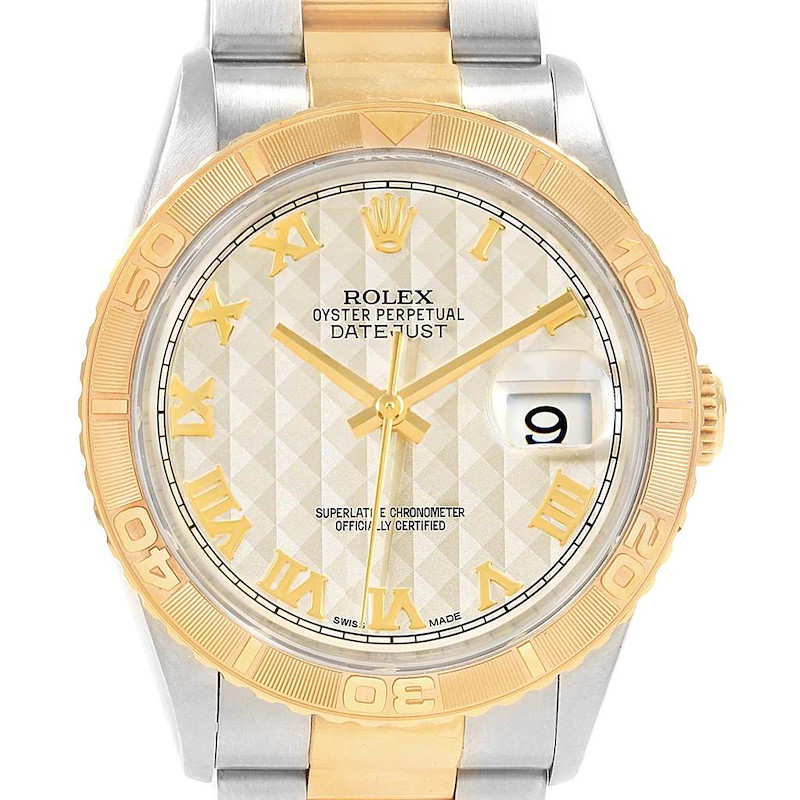 Rolex Datejust 36 Turnograph Steel Yellow Gold Pyramid Dial Watch 16263 SwissWatchExpo