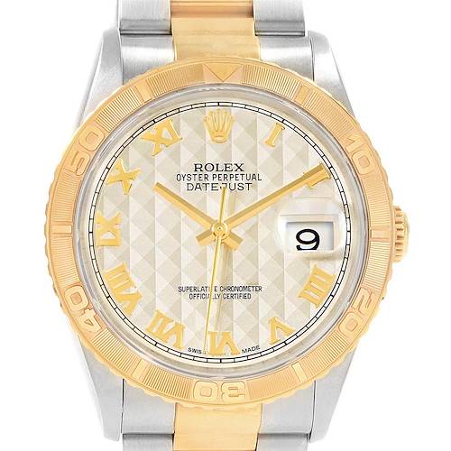Photo of Rolex Datejust 36 Turnograph Steel Yellow Gold Pyramid Dial Watch 16263