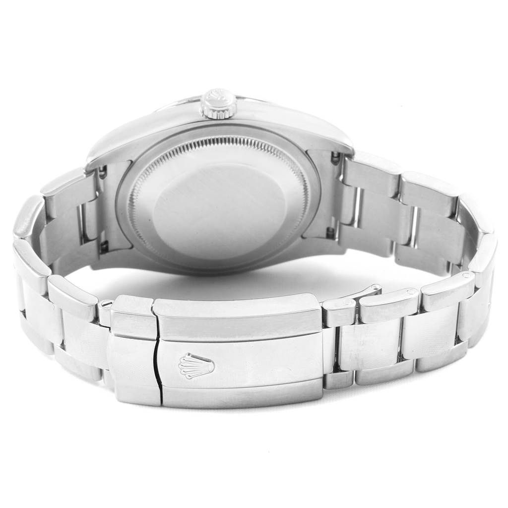 This image shows the back case and the clasp of a Rolex Turn-o-Graph 116264 Men
s Stainless Steel White Dial 116264 Men
s Stainless Steel White Dial watch.