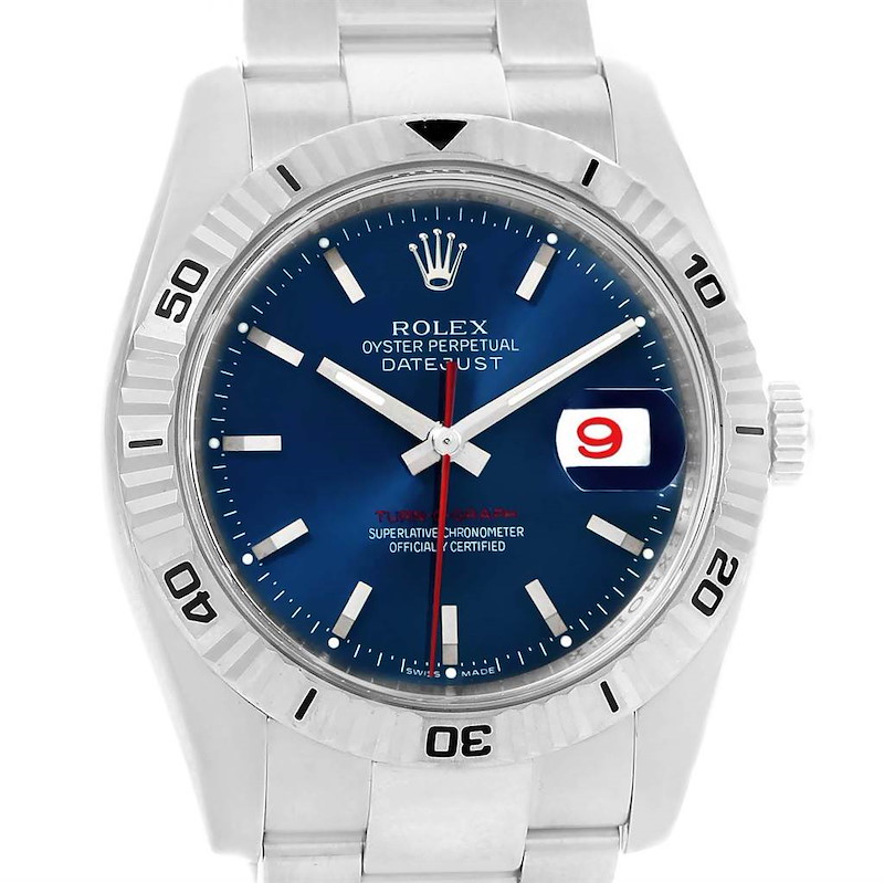 Rolex Datejust Turnograph Blue Dial Steel Mens Watch 116264 Box Card SwissWatchExpo