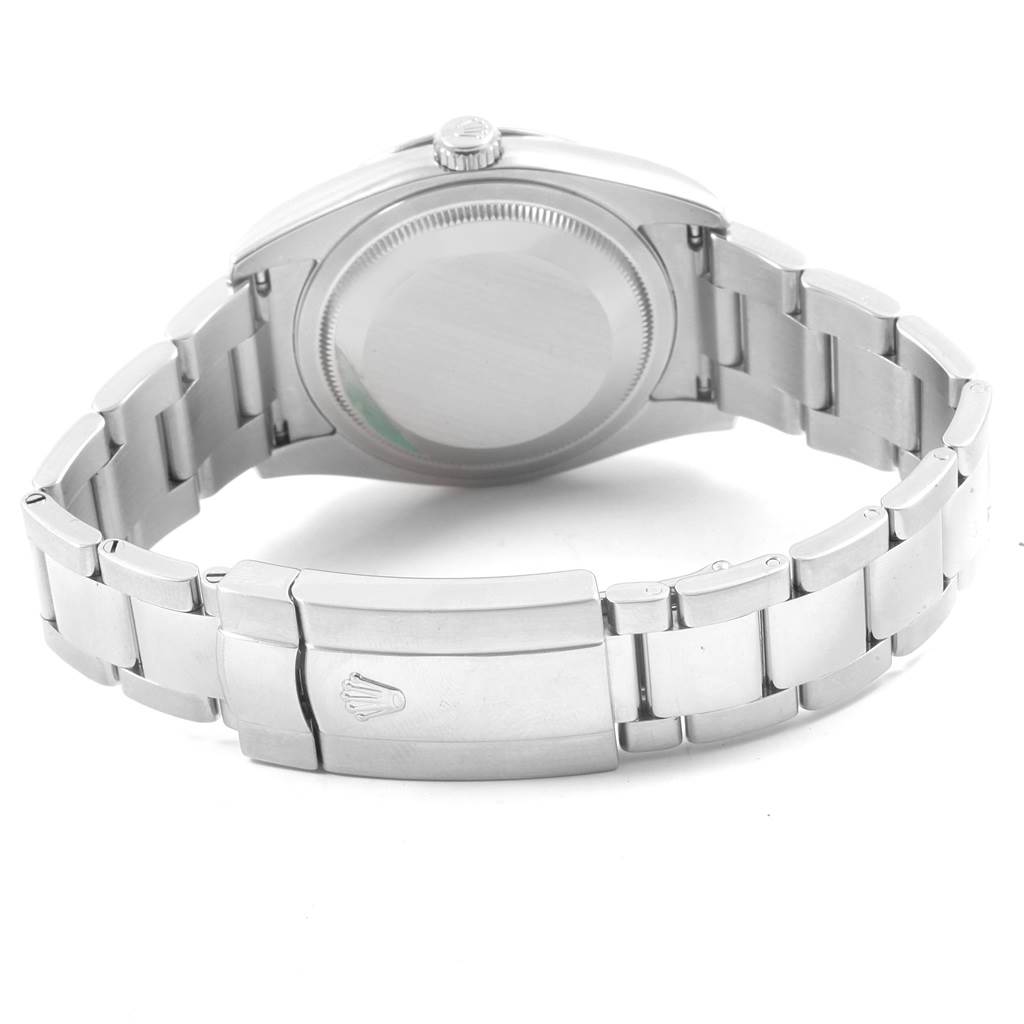 This image shows the back case and stainless steel bracelet of the Rolex Turn-o-Graph 116264 Men's Stainless Steel Blue Dial 116264 Men's Stainless Steel Blue Dial watch from a rear angle.