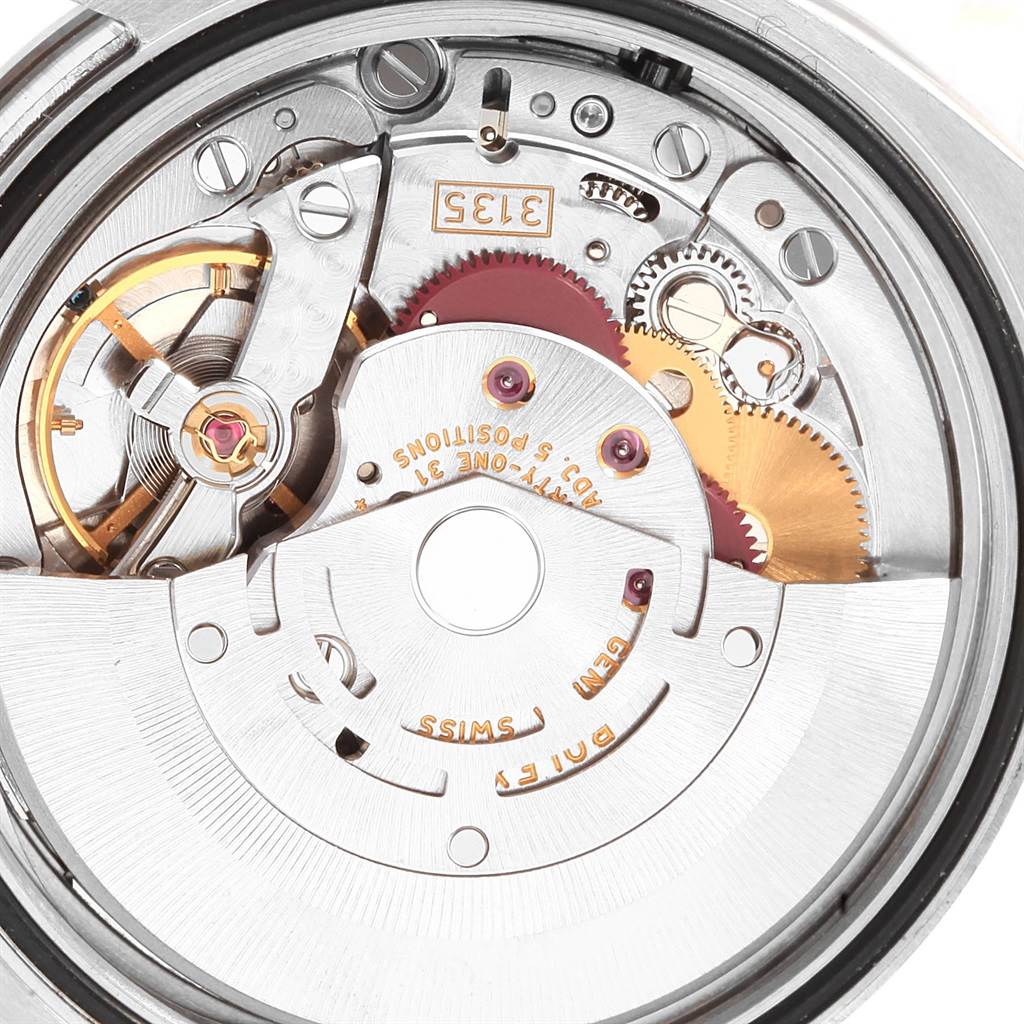 The image shows the internal mechanical movement of a Rolex Turn-o-Graph 116264 Men's Stainless Steel Blue Dial 116264 Men's Stainless Steel Blue Dial watch from a top-down angle.