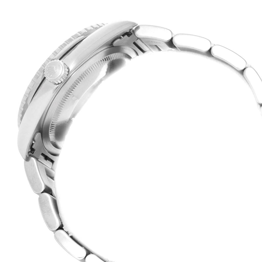 The image shows a side view of the Rolex Turn-o-Graph 16264 Men
s Stainless Steel White Dial 16264 Men
s Stainless Steel White Dial model, highlighting the crown, case, and metal bracelet.