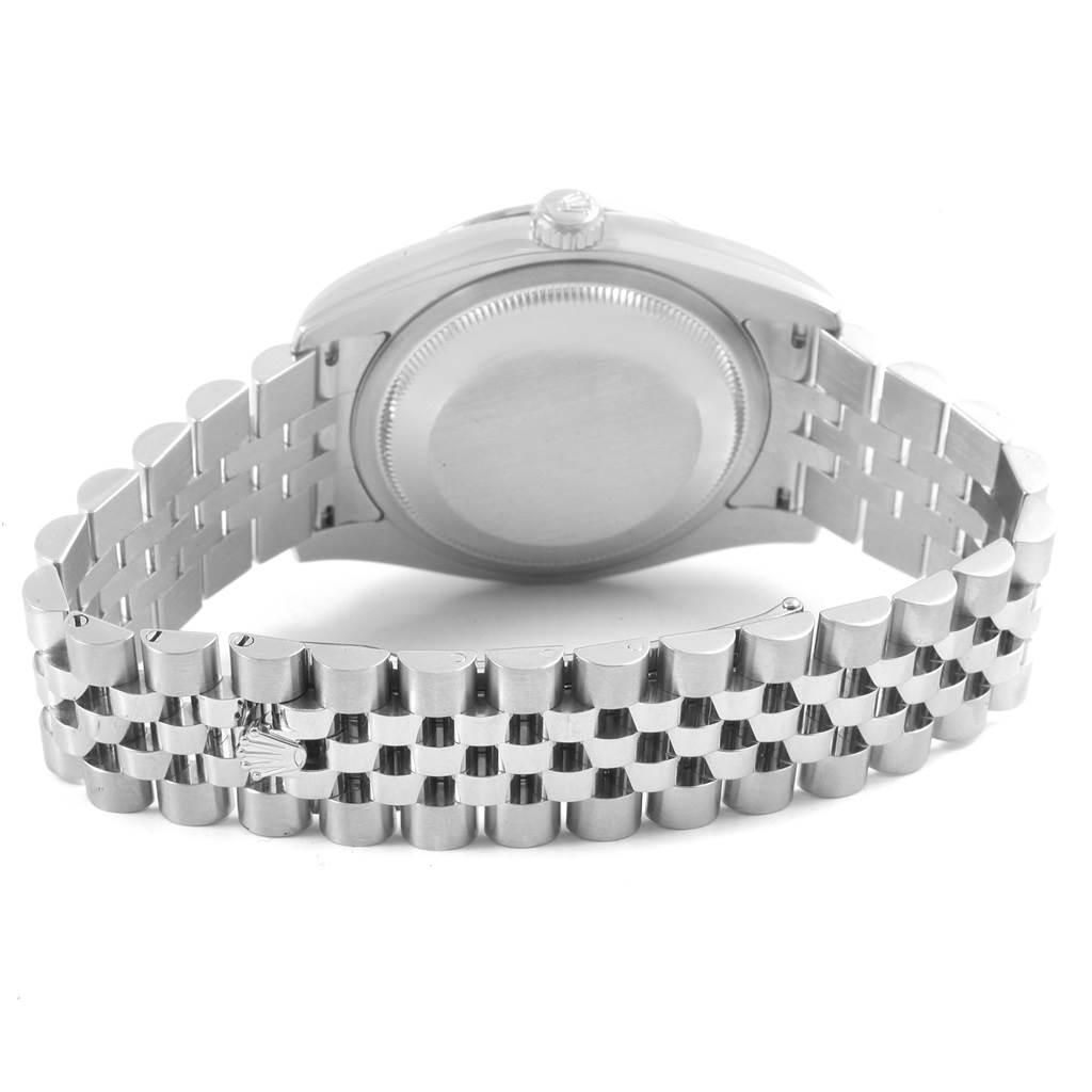 This image shows the back case and bracelet of a Rolex Turn-o-Graph 116264 Men
s Stainless Steel White Dial 116264 Men
s Stainless Steel White Dial watch from a rear angle.