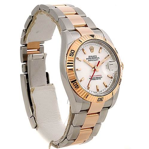 The image shows a Rolex Turn-o-Graph 116261 Men's Stainless Steel Grey Dial 116261 Men's Stainless Steel Grey Dial watch at an angled front view, highlighting the bracelet, dial, and rotating bezel.