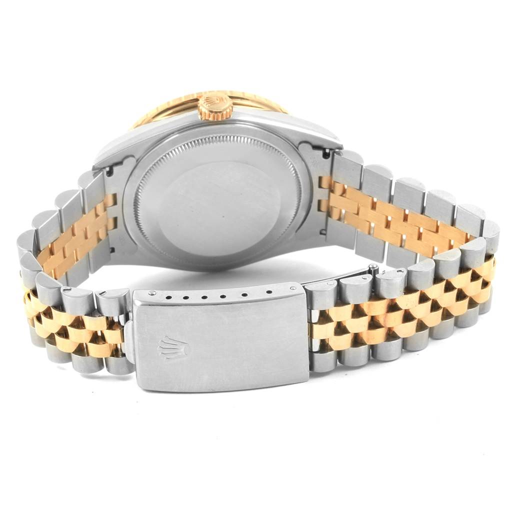 The image shows the back and clasp of a Rolex Turn-o-Graph 16263 Men's Steel and Gold (two tone) Champagne Dial 16263 Men's Steel and Gold (two tone) Champagne Dial watch, highlighting the bracelet and case back.