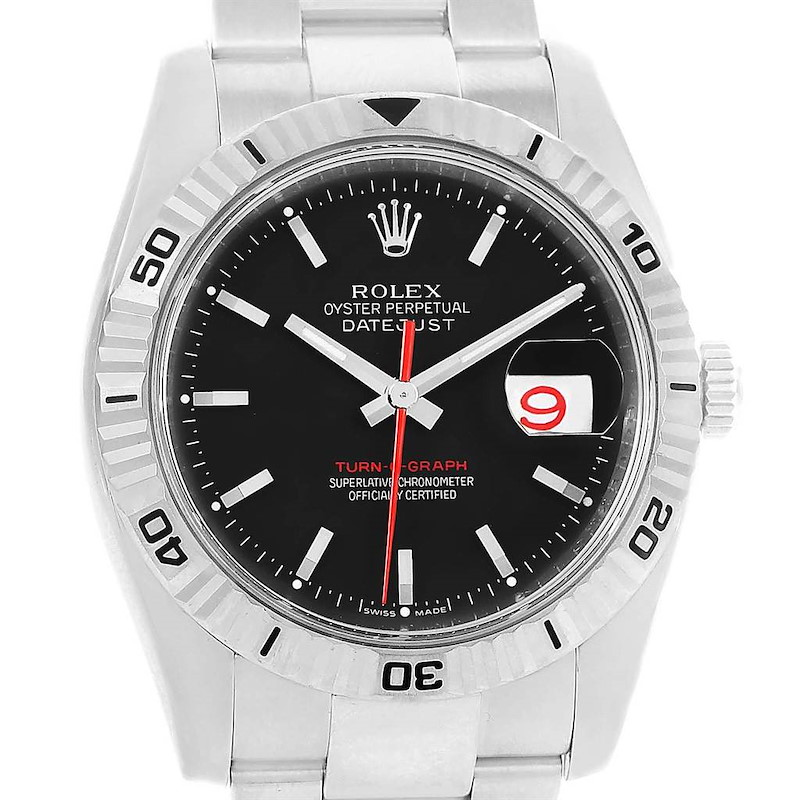 Rolex Datejust Turnograph Black Dial Mens Watch 116264 Unworn SwissWatchExpo