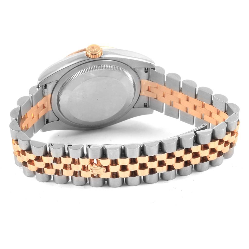 The image shows a side view of the back case and bracelet of a Rolex Turn-o-Graph 116261 Men
s Stainless Steel White Dial 116261 Men
s Stainless Steel White Dial watch.