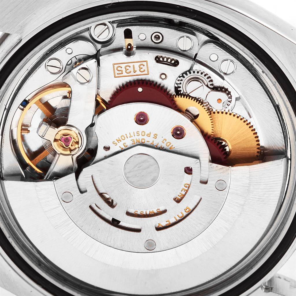 The image shows the internal mechanical movement of the Rolex Turn-o-Graph 116264 Men
s Stainless Steel Black Dial 116264 Men
s Stainless Steel Black Dial watch from the back angle.