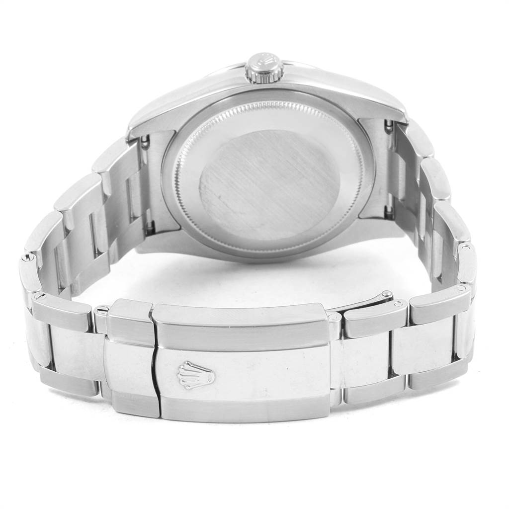 The image shows the back view of a Rolex Turn-o-Graph 116264 Men
s Stainless Steel White Dial 116264 Men
s Stainless Steel White Dial watch, highlighting the case back, bracelet, and clasp.