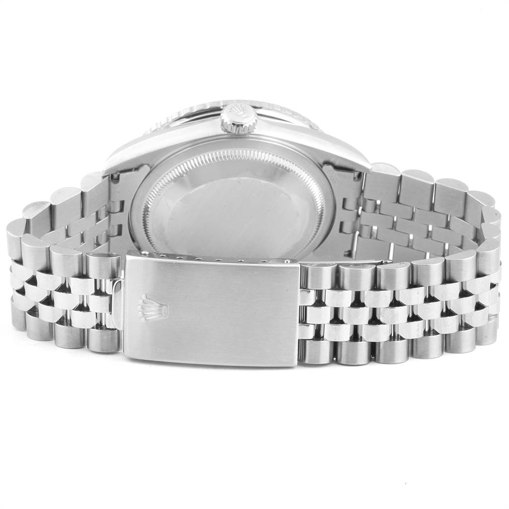 This image shows the back view of a Rolex Turn-o-Graph 16264 Men
s Stainless Steel White Dial 16264 Men
s Stainless Steel White Dial watch, highlighting its clasp and bracelet.