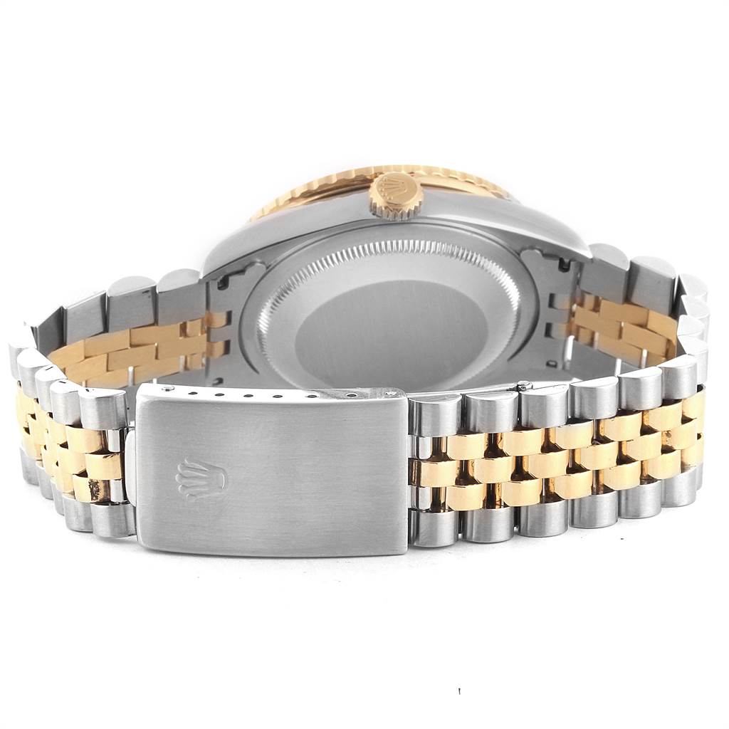 The image shows the back angle of a Rolex Turn-o-Graph 16263 Men's Steel and Gold (two tone) Blue Dial 16263 Men's Steel and Gold (two tone) Blue Dial watch, highlighting the bracelet and clasp.