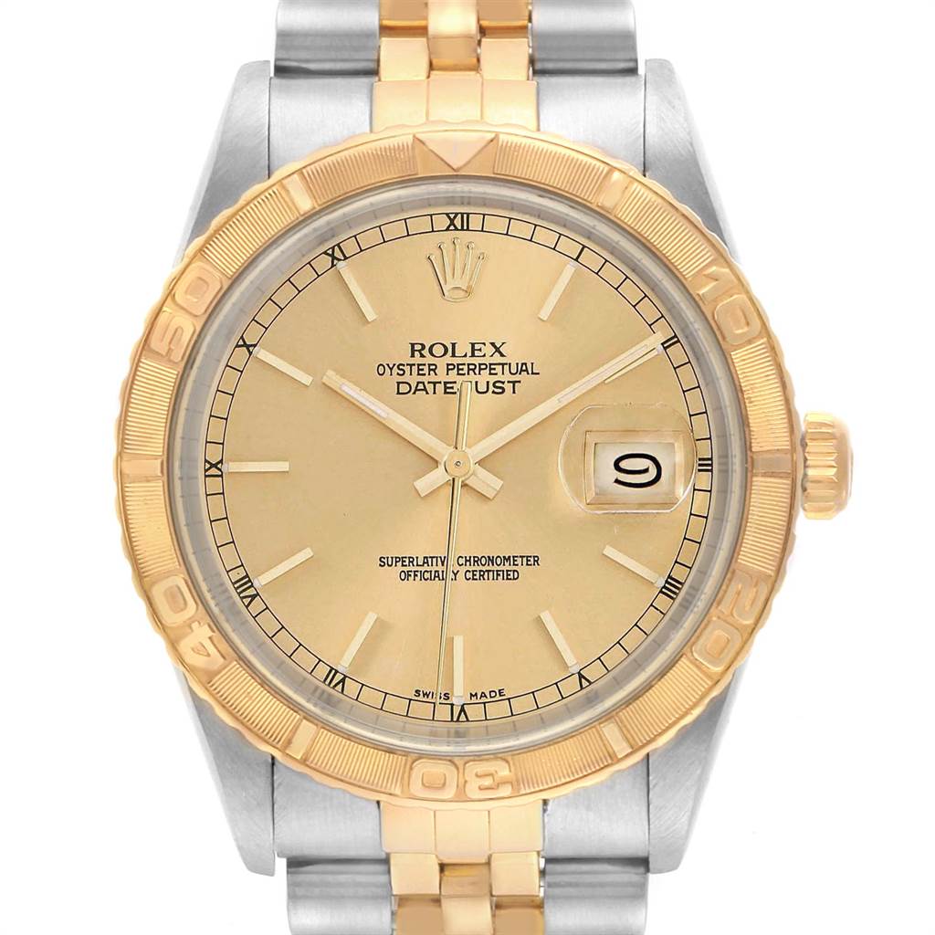 Rolex Datejust Turnograph Steel Yellow Gold Mens Watch 16263 Box Papers ...