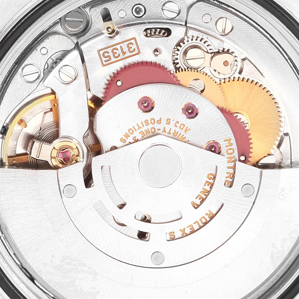 The image shows the movement mechanism of a Rolex Turn-o-Graph 16264 Men
s Stainless Steel Blue Dial 16264 Men
s Stainless Steel Blue Dial watch from a top-down angle.