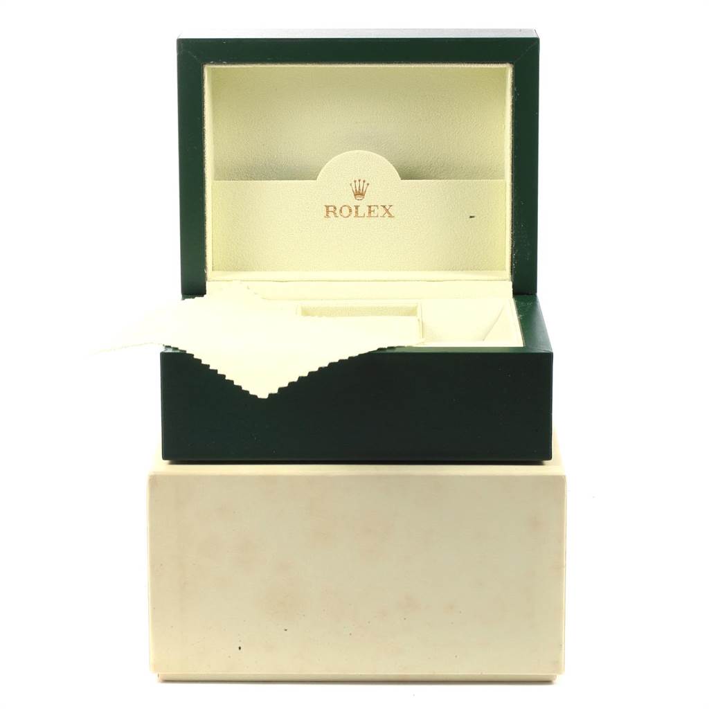 The image shows an open Rolex watch box for the Turn-o-Graph model, displaying its interior and exterior packaging.