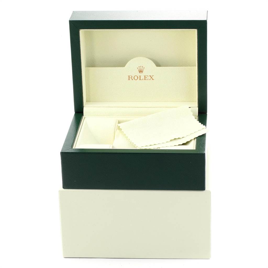 The image displays an open Rolex box for the Turn-o-Graph model, including a cleaning cloth inside.