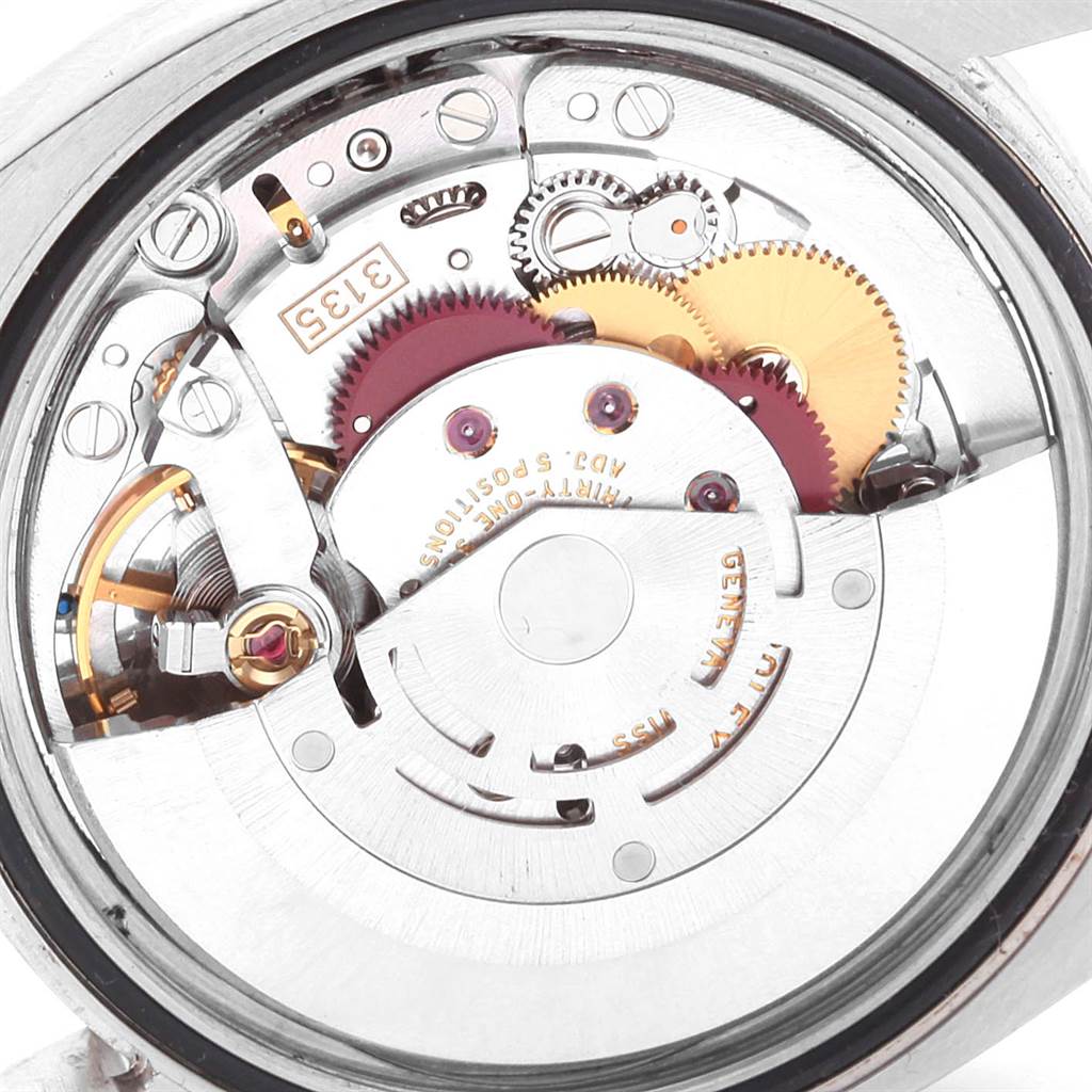 This image shows the internal mechanism and movement parts of the Rolex Turn-o-Graph 116264 Men
s Stainless Steel White Dial 116264 Men
s Stainless Steel White Dial watch from a rear angle.