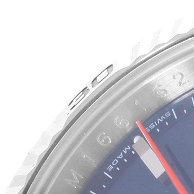 The image shows a close-up of the bezel and dial of a Rolex Turn-o-Graph 116264 Men
s Stainless Steel Blue Dial 116264 Men
s Stainless Steel Blue Dial watch.