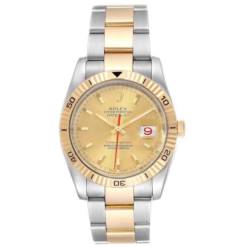 Rolex Datejust Turnograph 36mm Steel Yellow Gold Mens Watch 116263 SwissWatchExpo