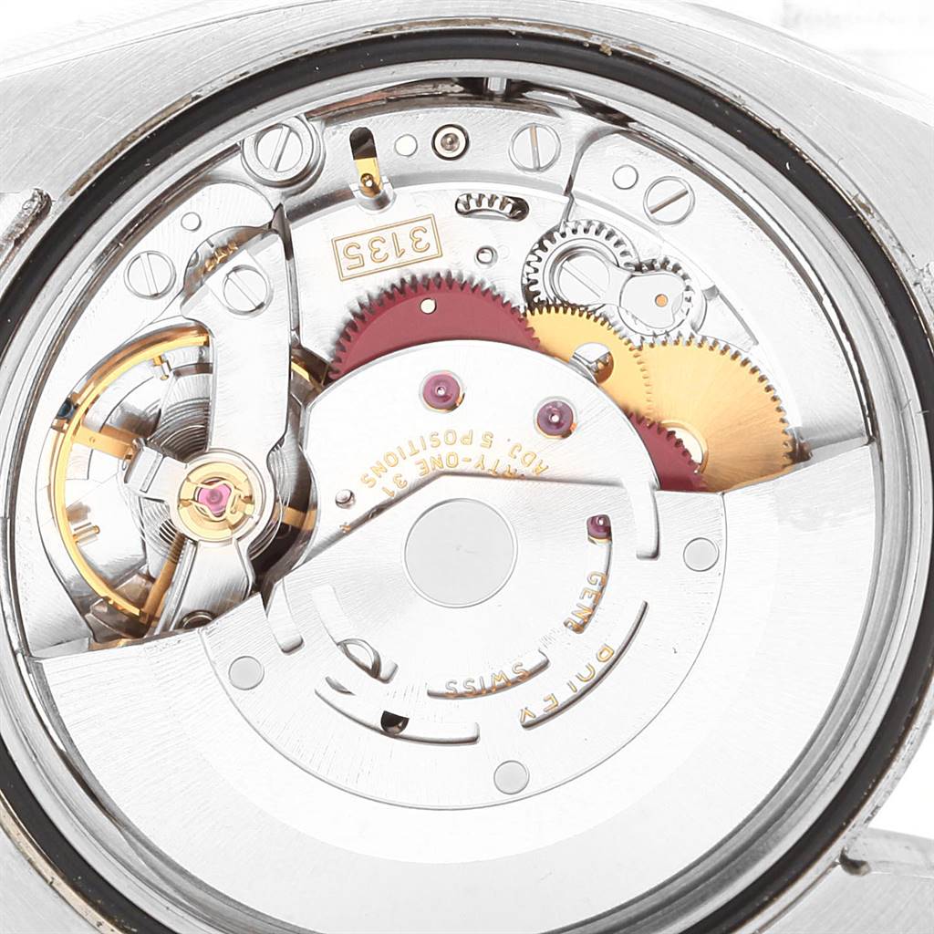 This image shows the inner mechanical movement of the Rolex Turn-o-Graph 116263 Men's Steel and Gold (two tone) Champagne Dial 116263 Men's Steel and Gold (two tone) Champagne Dial watch from a back angle.