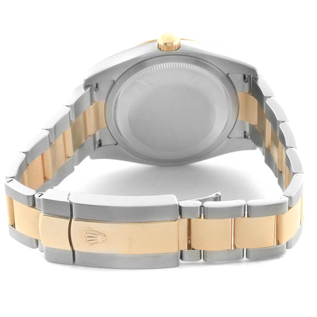 The image shows the back view of the Rolex Turn-o-Graph 116263 Men
s Stainless Steel White Dial 116263 Men
s Stainless Steel White Dial watch, highlighting the caseback, crown, and bracelet clasp.