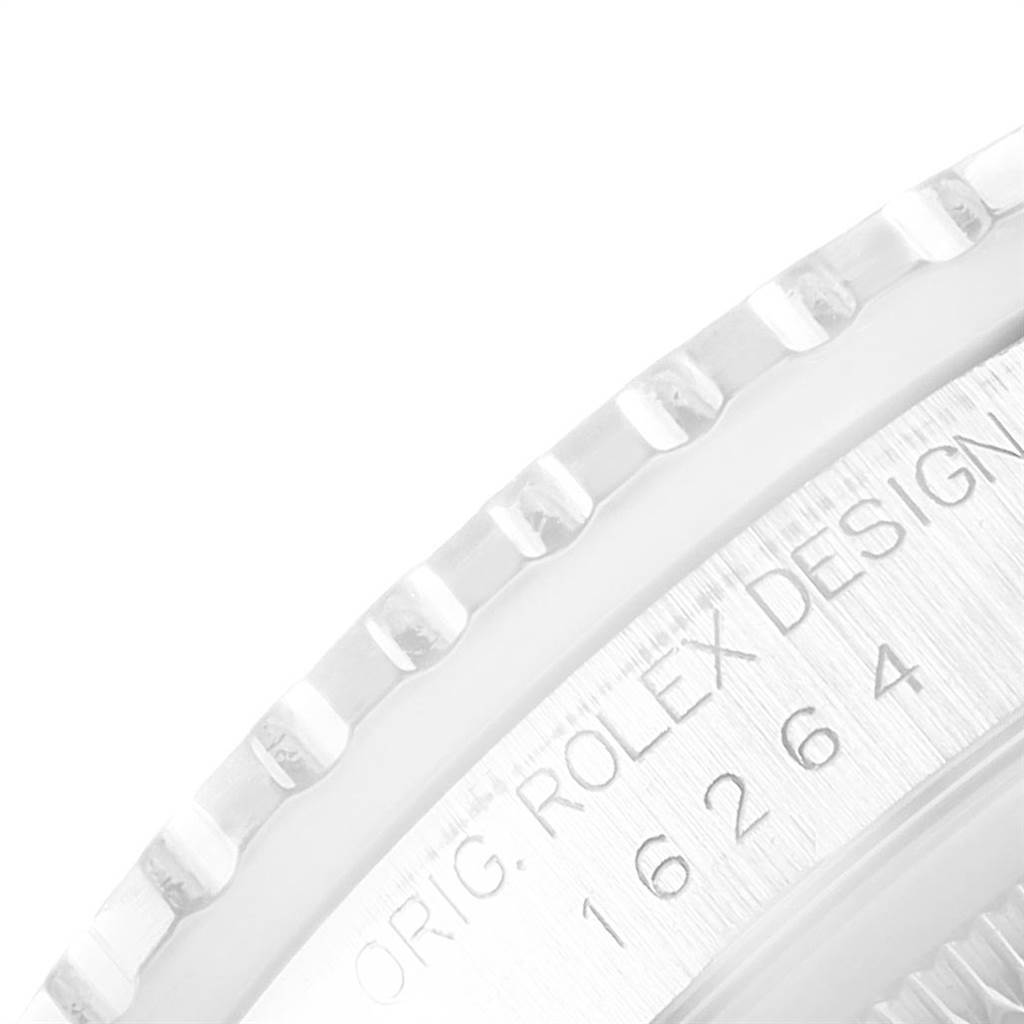 This image shows a close-up of the bezel and serial number engraving of a Rolex Turn-o-Graph 16264 Men
s Stainless Steel White Dial 16264 Men
s Stainless Steel White Dial watch.