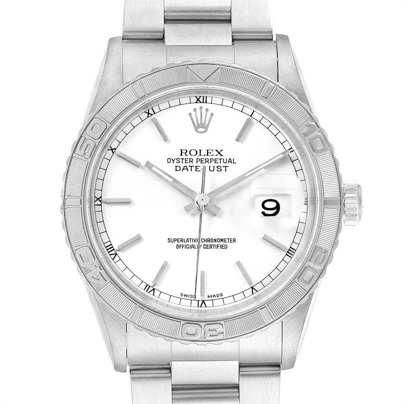 Rolex Turnograph Datejust Steel White Gold Oyster Bracelet Watch 16264 SwissWatchExpo